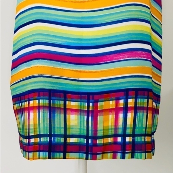 Rachel Zoe Vibrant Multi Stripe Top Sz L - Picture 3 of 11